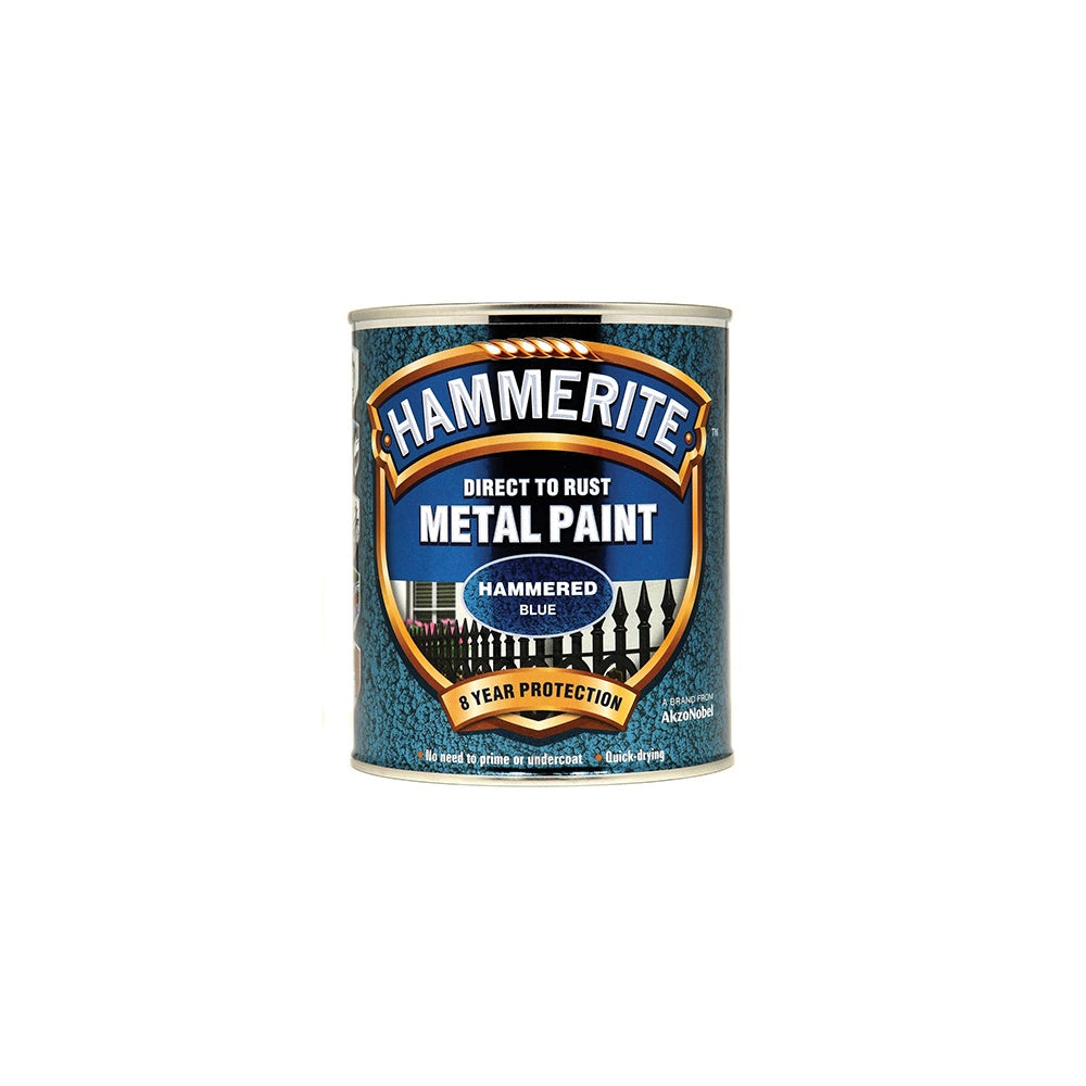 Hammerite Direct to Rust Hammered Finish Metal Paint Blue 750ml