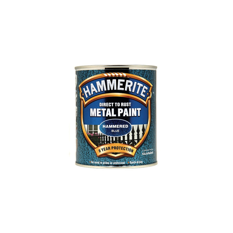 Hammerite Direct to Rust Hammered Finish Metal Paint Blue 750ml