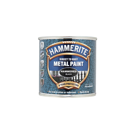 Hammerite Direct to Rust Hammered Finish Metal Paint Black 250ml