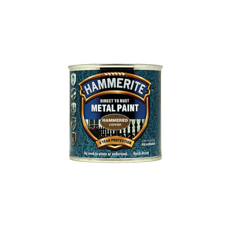 Hammerite Direct to Rust Hammered Finish Metal Paint Copper 250ml