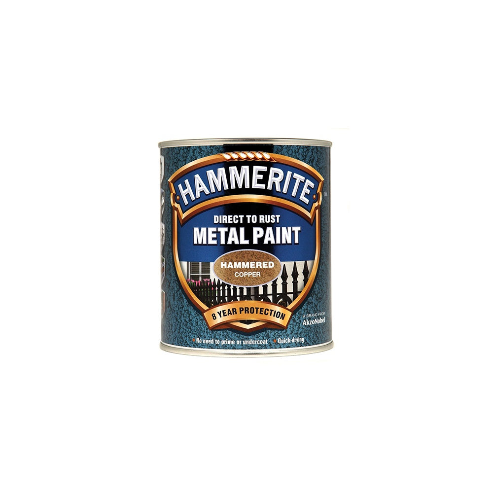 Hammerite Direct to Rust Hammered Finish Metal Paint Copper 750ml