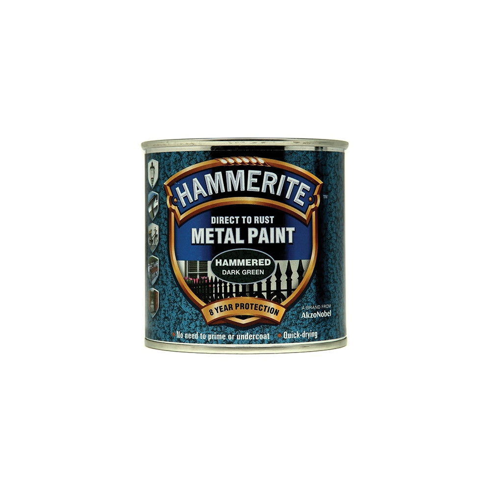 Hammerite Direct to Rust Hammered Finish Metal Paint Dark Green 250ml