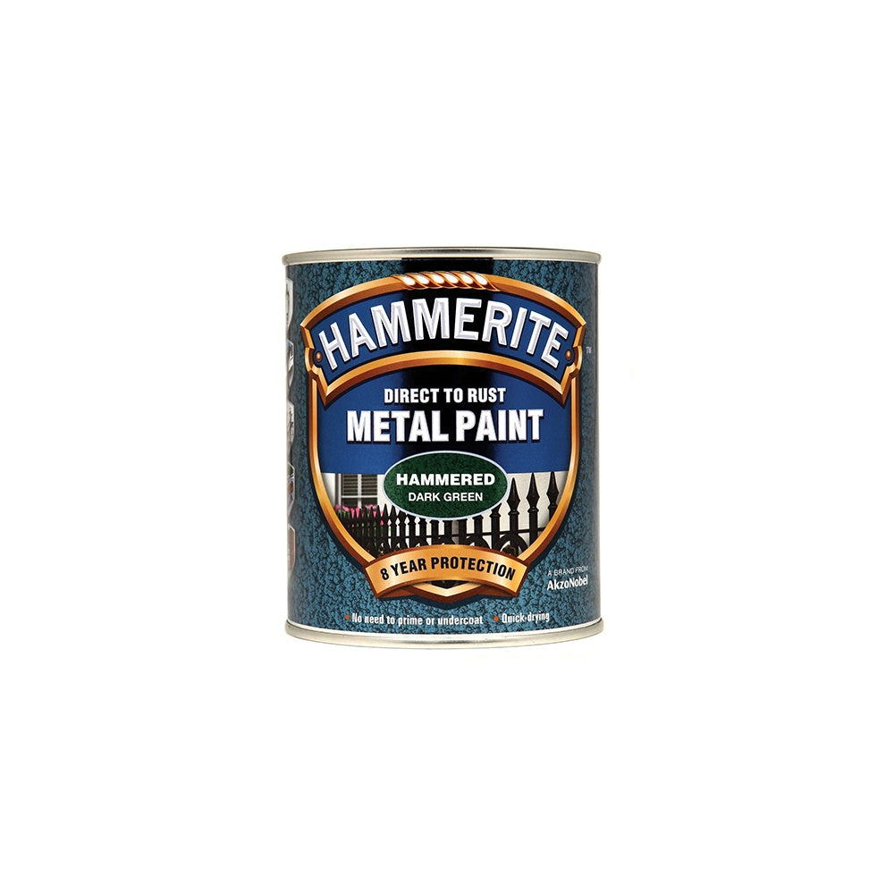 Hammerite Direct to Rust Hammered Finish Metal Paint Dark Green 750ml