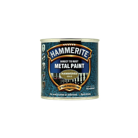 Hammerite Direct to Rust Hammered Finish Metal Paint Gold 250ml
