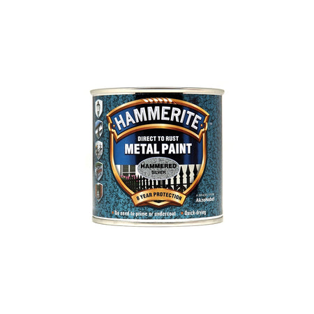 Hammerite Direct to Rust Hammered Finish Metal Paint Silver 250ml
