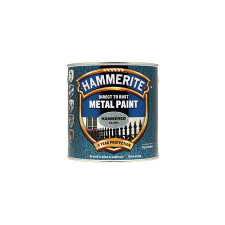 Hammerite Direct to Rust Hammered Finish Metal Paint Silver 2.5 Litre