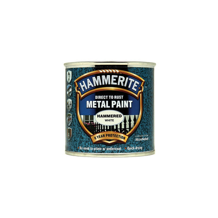 Hammerite Direct to Rust Hammered Finish Metal Paint White 250ml