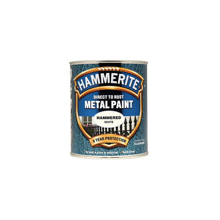 Hammerite Direct to Rust Hammered Finish Metal Paint White 750ml