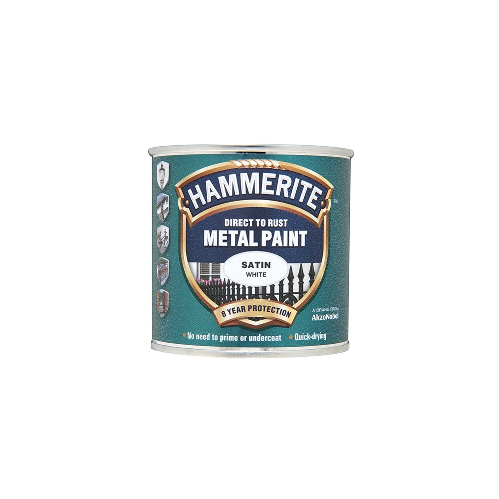 Hammerite Direct to Rust Satin Finish Metal Paint White 250ml