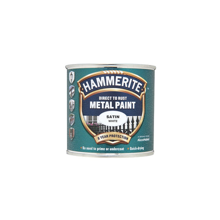 Hammerite Direct to Rust Satin Finish Metal Paint White 250ml