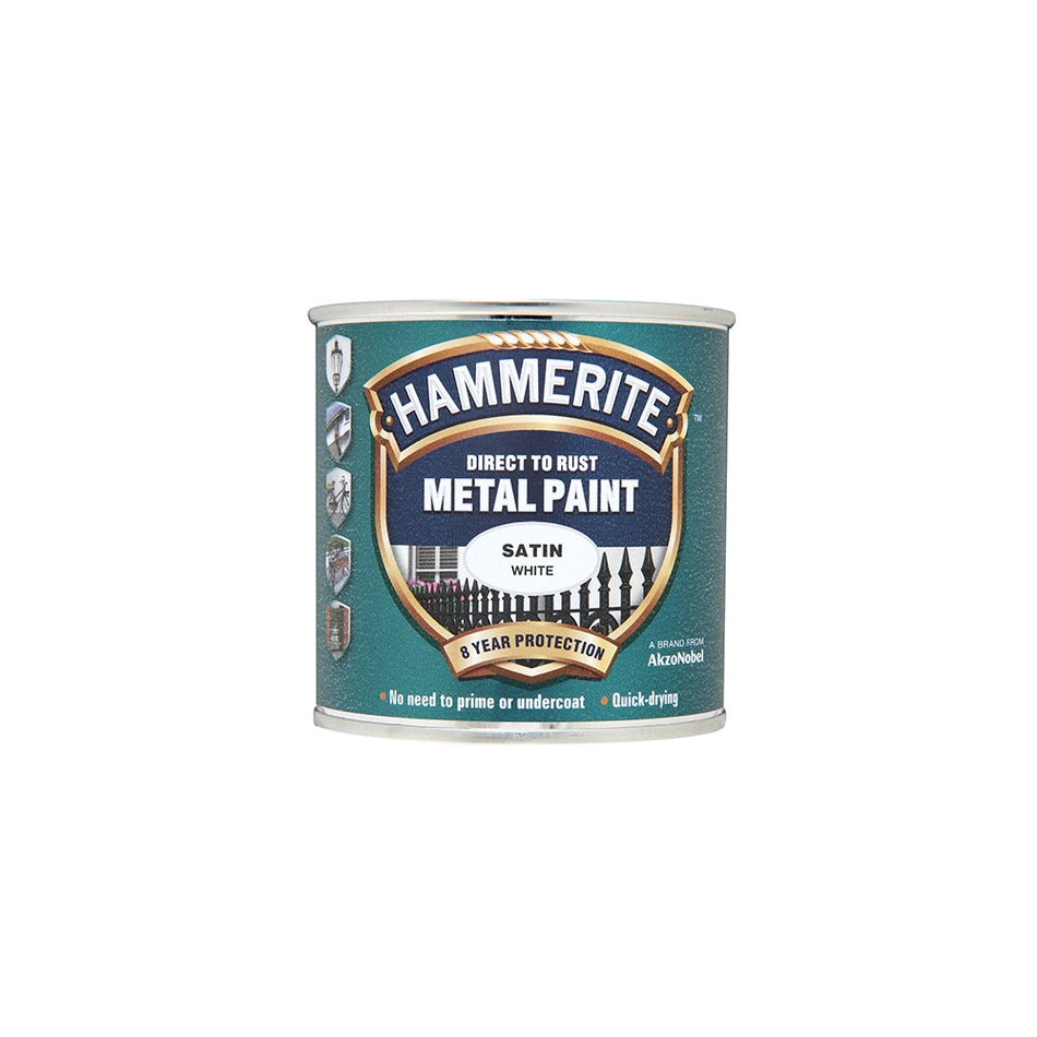 Hammerite Direct to Rust Satin Finish Metal Paint White 250ml