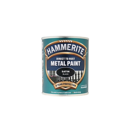 Hammerite Direct to Rust Satin Finish Metal Paint Black 750ml