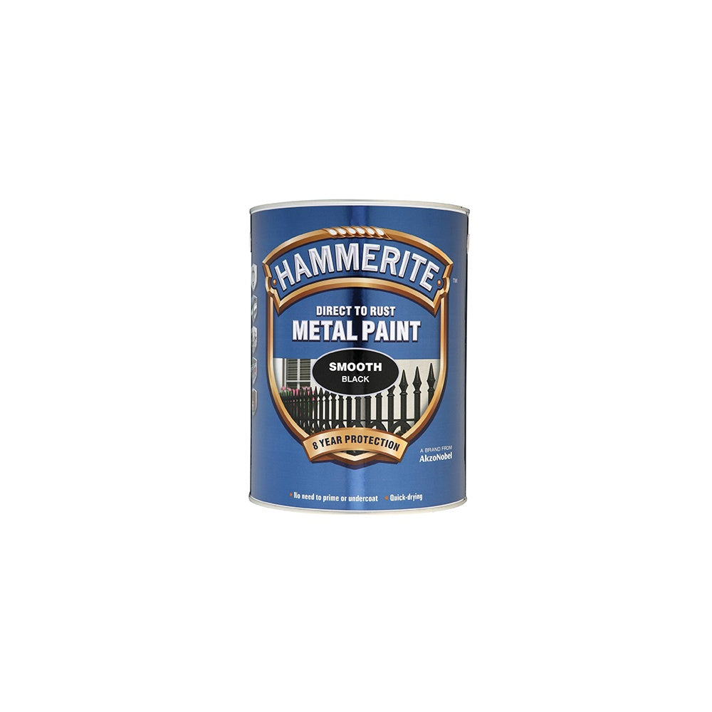 Hammerite Direct to Rust Smooth Finish Metal Paint Black 5 Litre