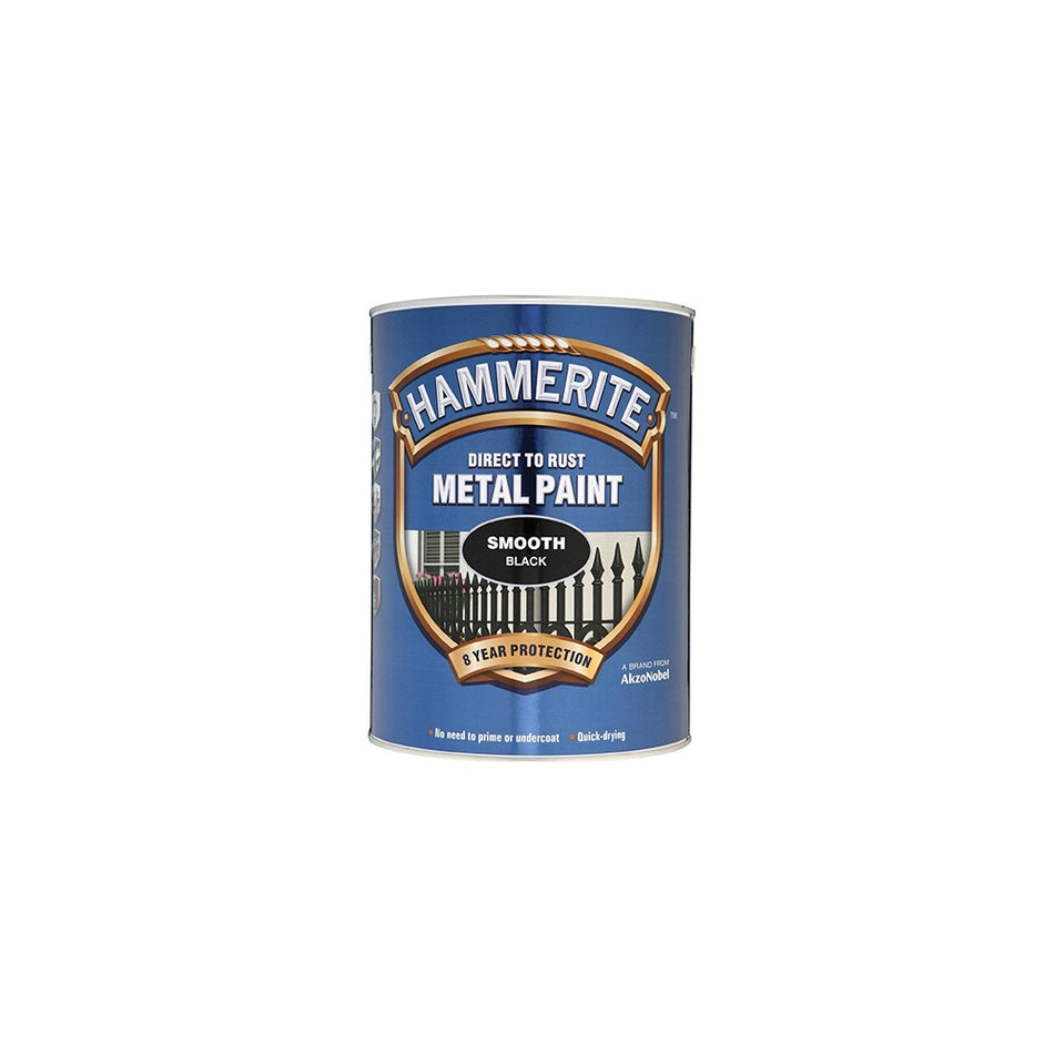 Hammerite Direct to Rust Smooth Finish Metal Paint Black 5 Litre