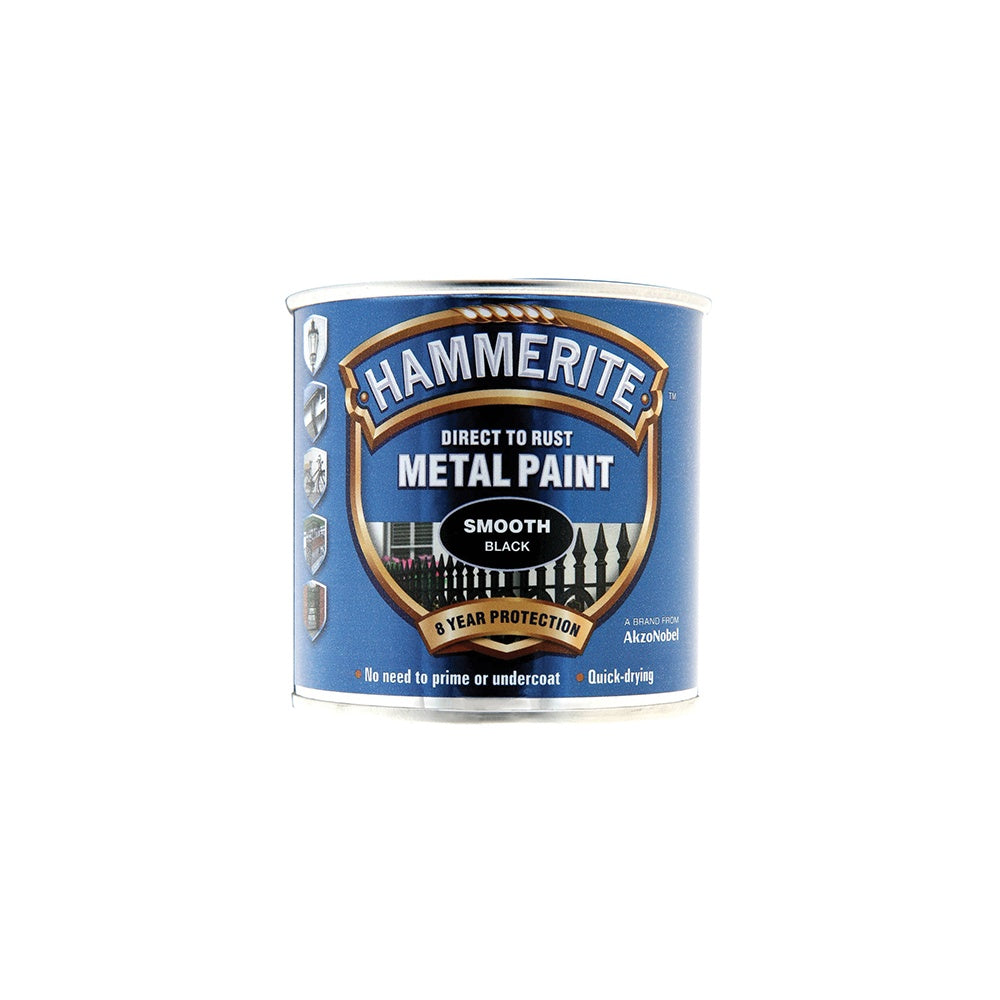 Hammerite Direct to Rust Smooth Finish Metal Paint Black 250ml