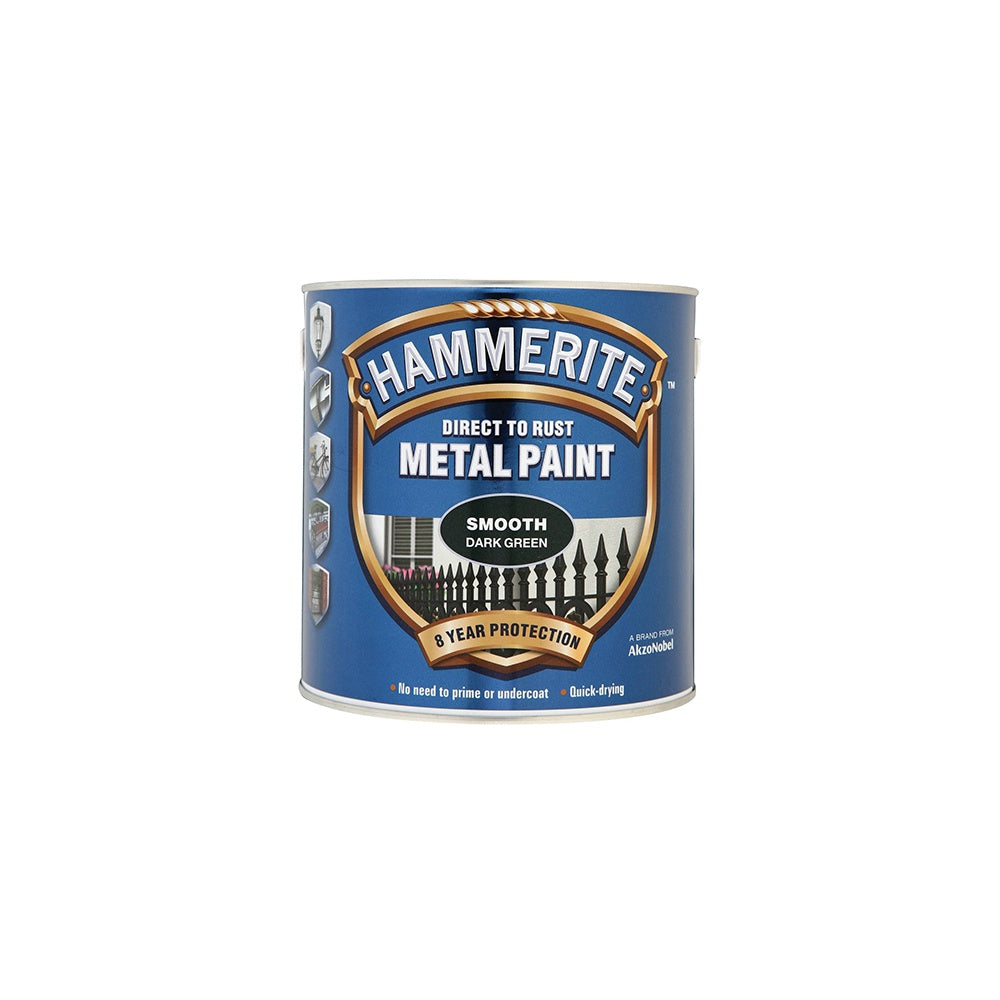 Hammerite Direct to Rust Smooth Finish Metal Paint Dark Green 2.5 Litre