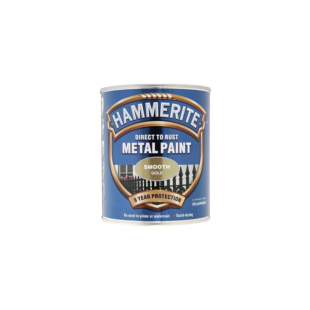 Hammerite Direct to Rust Smooth Finish Metal Paint Gold 750ml