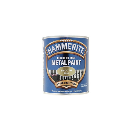 Hammerite Direct to Rust Smooth Finish Metal Paint Gold 750ml