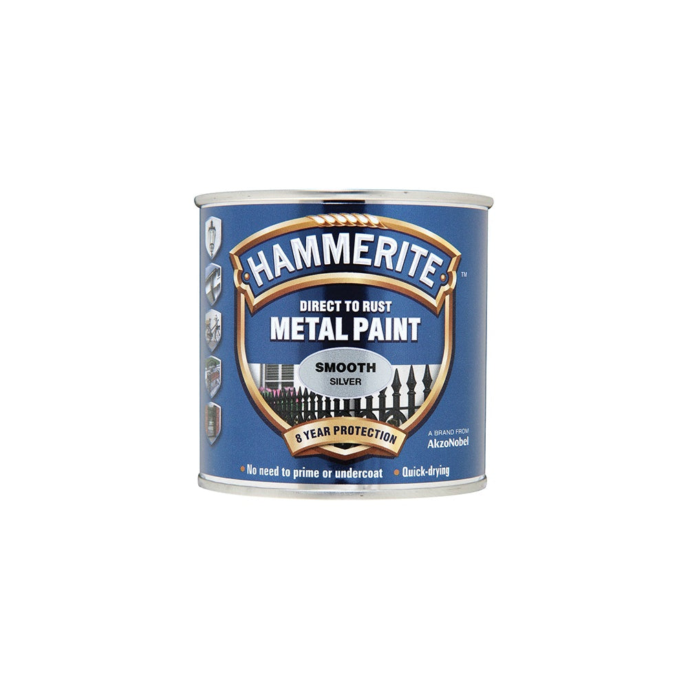 Hammerite Direct to Rust Smooth Finish Metal Paint Silver 750ml