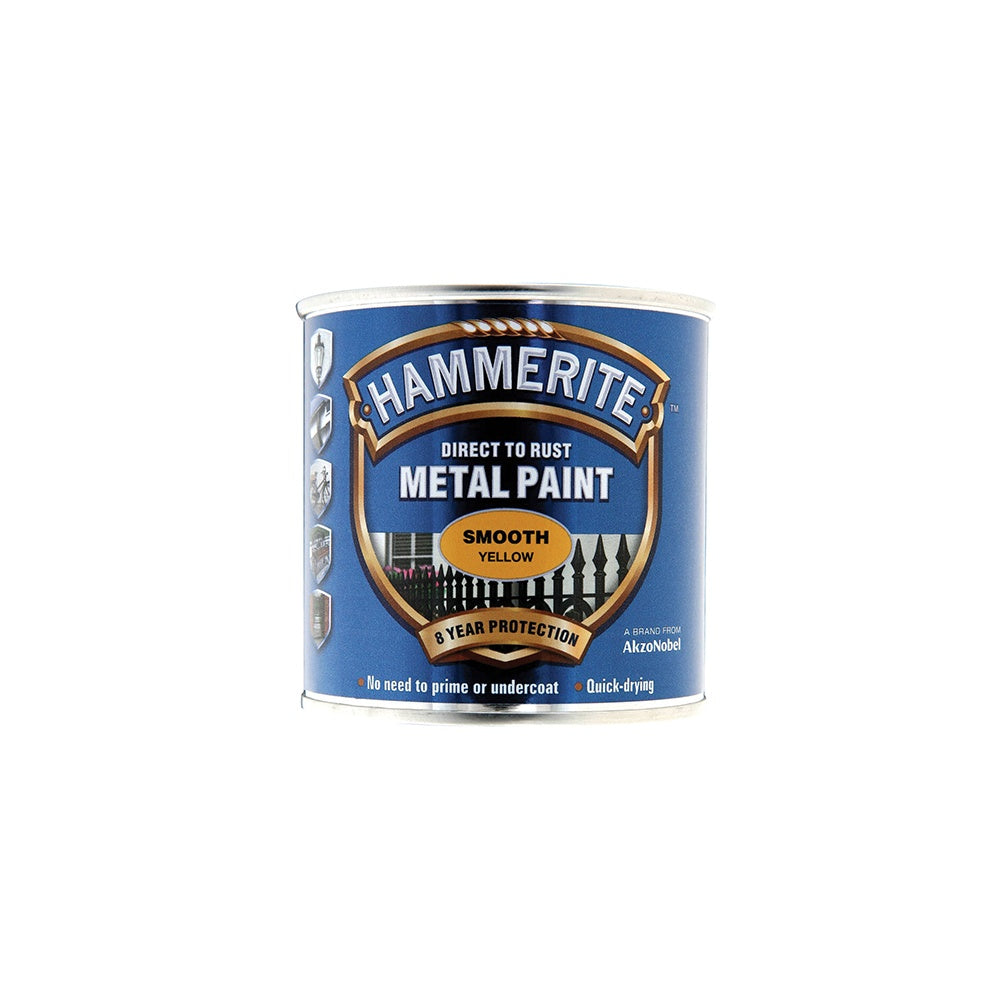 Hammerite Direct to Rust Smooth Finish Metal Paint Yellow 250ml