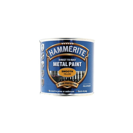 Hammerite Direct to Rust Smooth Finish Metal Paint Yellow 250ml