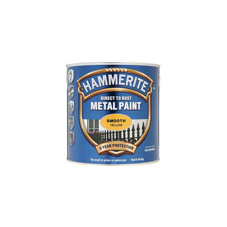 Hammerite Direct to Rust Smooth Finish Metal Paint Yellow 2.5 Litre