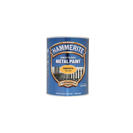 Hammerite Direct to Rust Smooth Finish Metal Paint Yellow 5 Litre