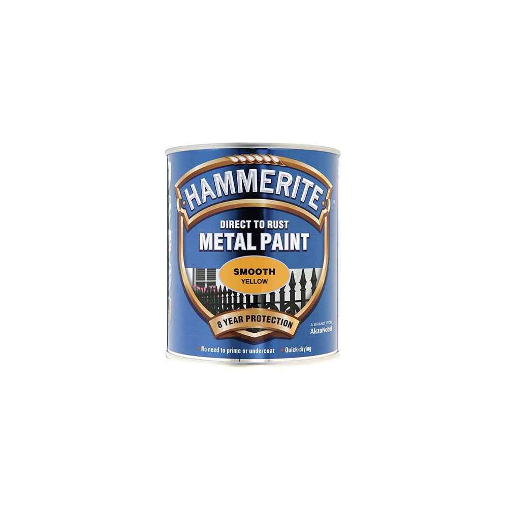 Hammerite Direct to Rust Smooth Finish Metal Paint Yellow 750ml