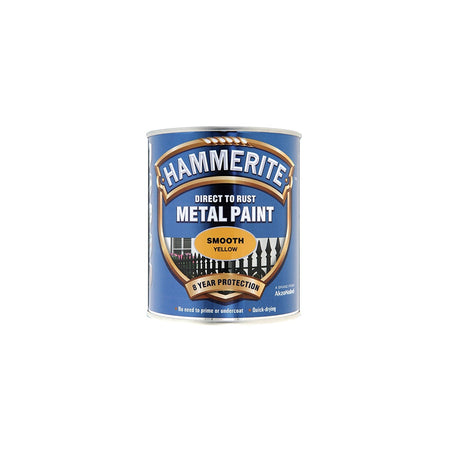 Hammerite Direct to Rust Smooth Finish Metal Paint Yellow 750ml