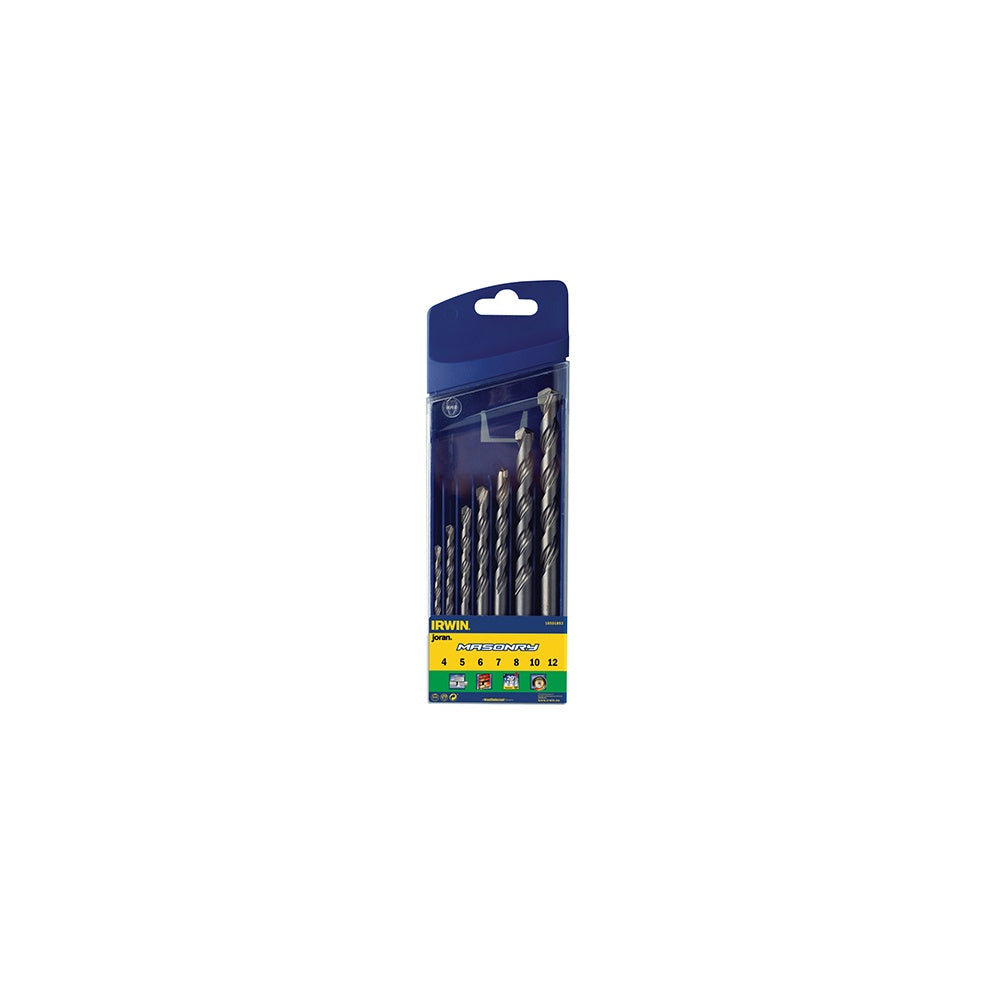 IRWIN Masonry Drill Bit Set of 7: 4, 5, 6, 7, 8, 10, & 12mm