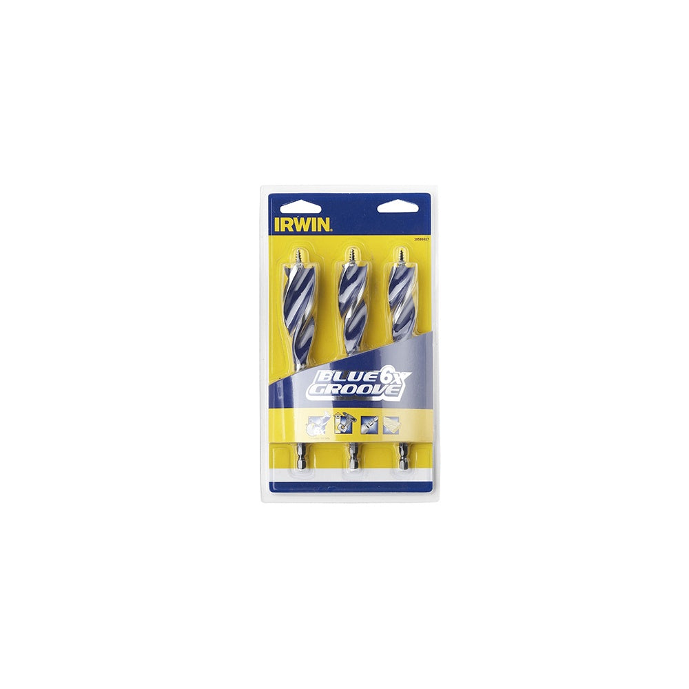 IRWIN 6x Blue Groove Wood Drill Bit Set of 3: 20, 22 & 25mm