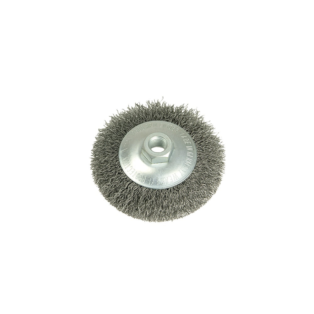 Lessmann Conical Knot Brush 100mm M14 x 0.35 Steel Wire