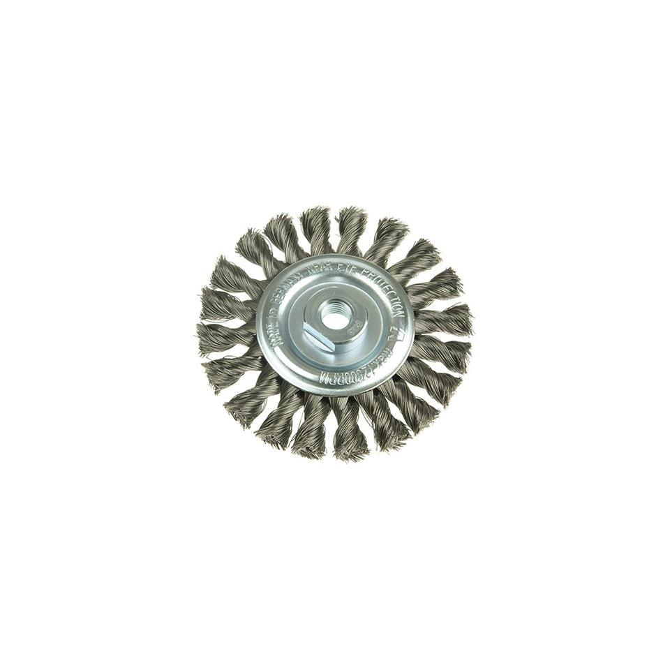 Lessmann Knot Wheel Brush 115mm x 14mm 22.2 Stainless Steel Wire