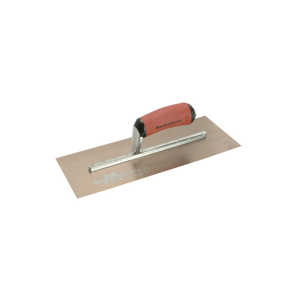 Marshalltown MPB13GSD Pre-Worn Plasterers Trowel Gold Stainless Steel DuraSoft 13in x 5in