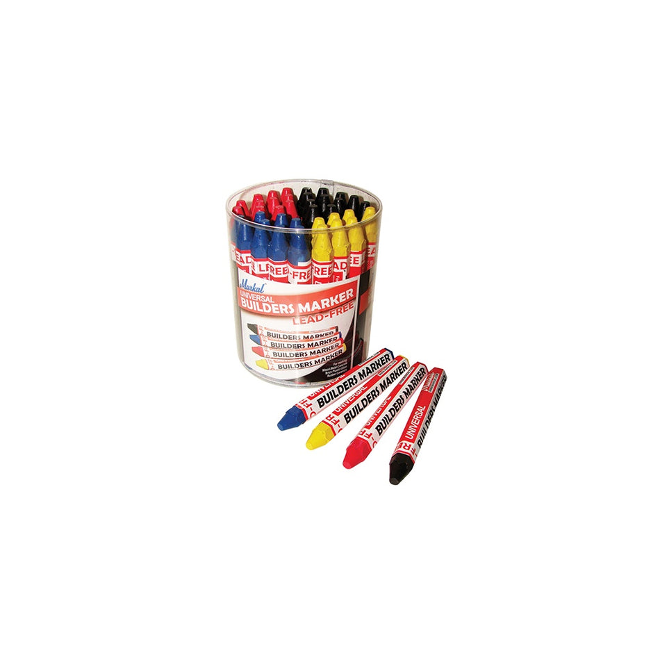 Markal Builders Marker Red/Yellow/Blue/Black Tub 48