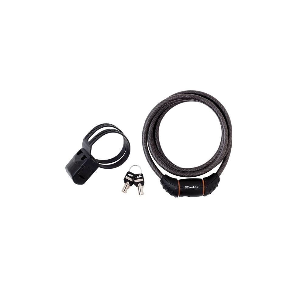 Master Lock Black Braided Steel Keyed Cable 1.8m x 10mm