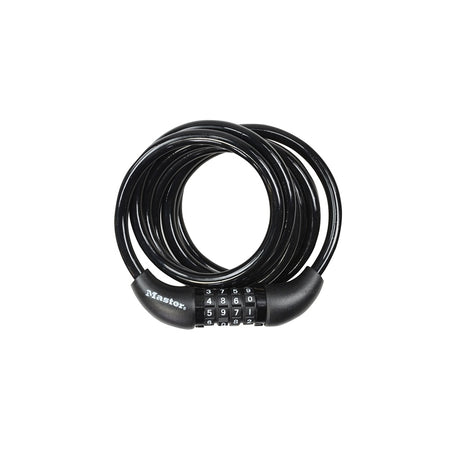 Master Lock Black Self Coiling Combination Cable 1.8m x 8mm