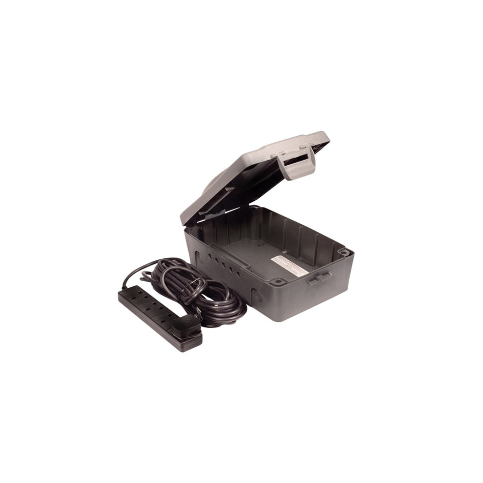 Masterplug Weatherproof Box With 10 Metre 240 Volt 4 Way Bar