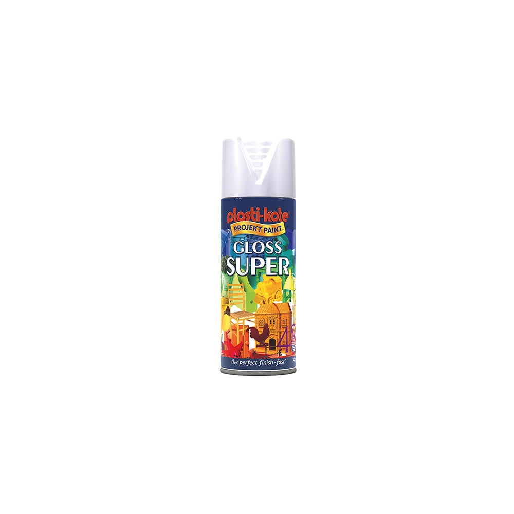 Plasti-kote Super Gloss Spray White 400ml