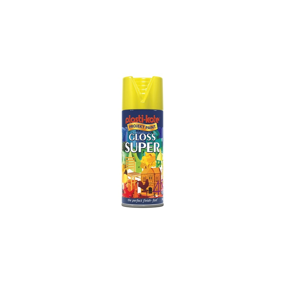 Plasti-kote Super Gloss Spray Yellow 400ml
