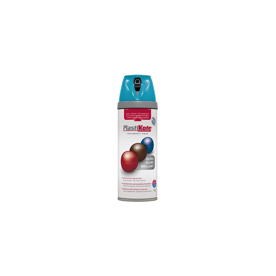 Plasti-kote Twist & Spray Gloss Mediterranean Blue 400ml