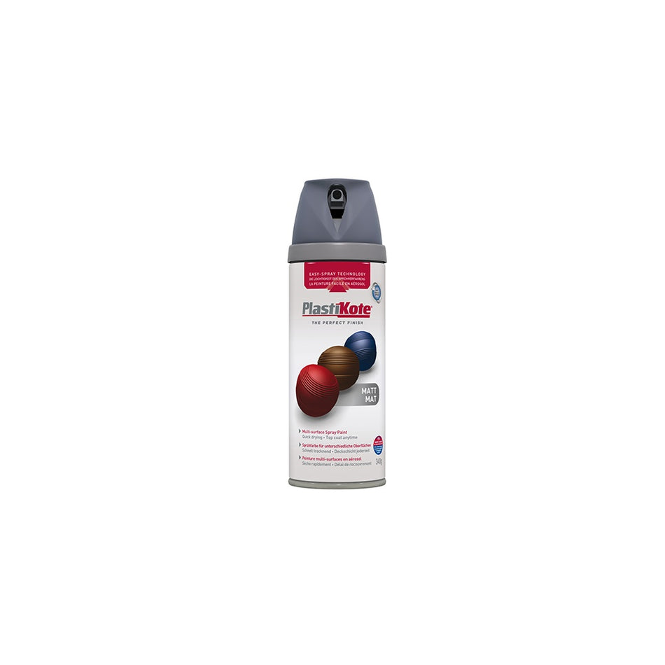 Plasti-kote Twist & Spray Matt Grey 400ml