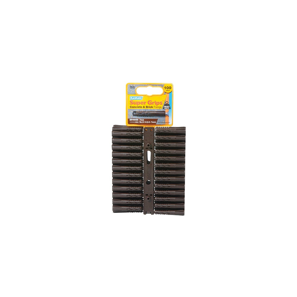 Plasplugs SBP 503 Solid Wall Super Grips? Fixings Brown (100)