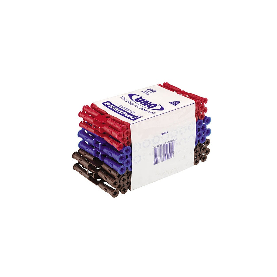 Rawlplug Uno Plugs Trade Mixed Pack of 272 + 3 Drills