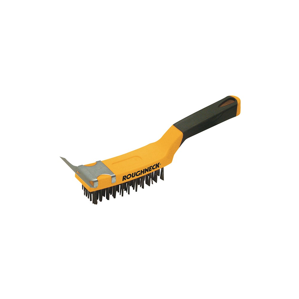 Roughneck Carbon Steel Wire Brush Soft Grip with Scraper 300mm (12in)