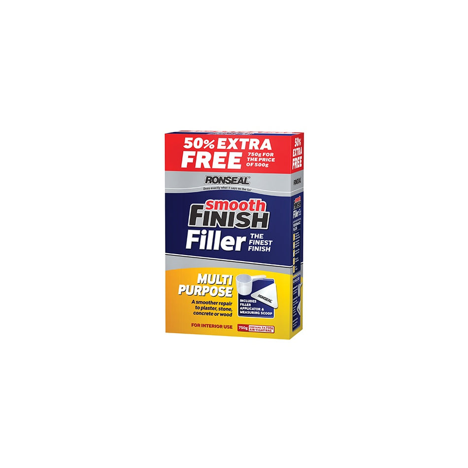 Ronseal Smooth Finish Multi Purpose Interior Wall Powder Filler 500g + 50%