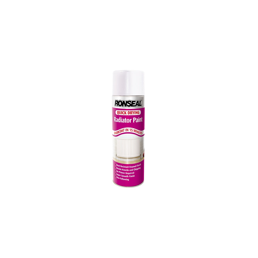 Ronseal One Coat Radiator Spray Satin White 400ml