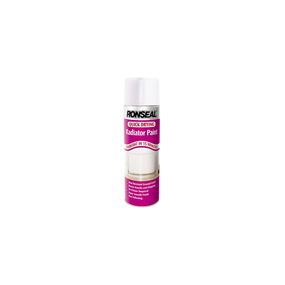 Ronseal One Coat Radiator Spray Satin White 400ml