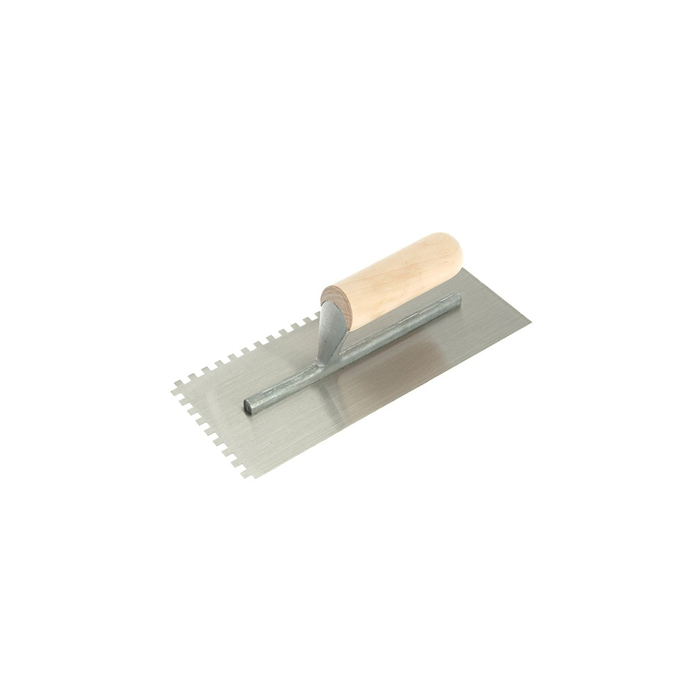 R.S.T. Notched Trowel 6mm Square Notches Wooden Handle 11in x 4.1/2in
