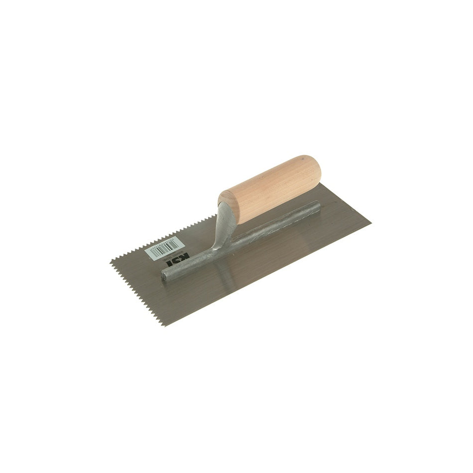 R.S.T. Notched Trowel 5mm V Notches Wooden Handle 11in x 4.1/2in